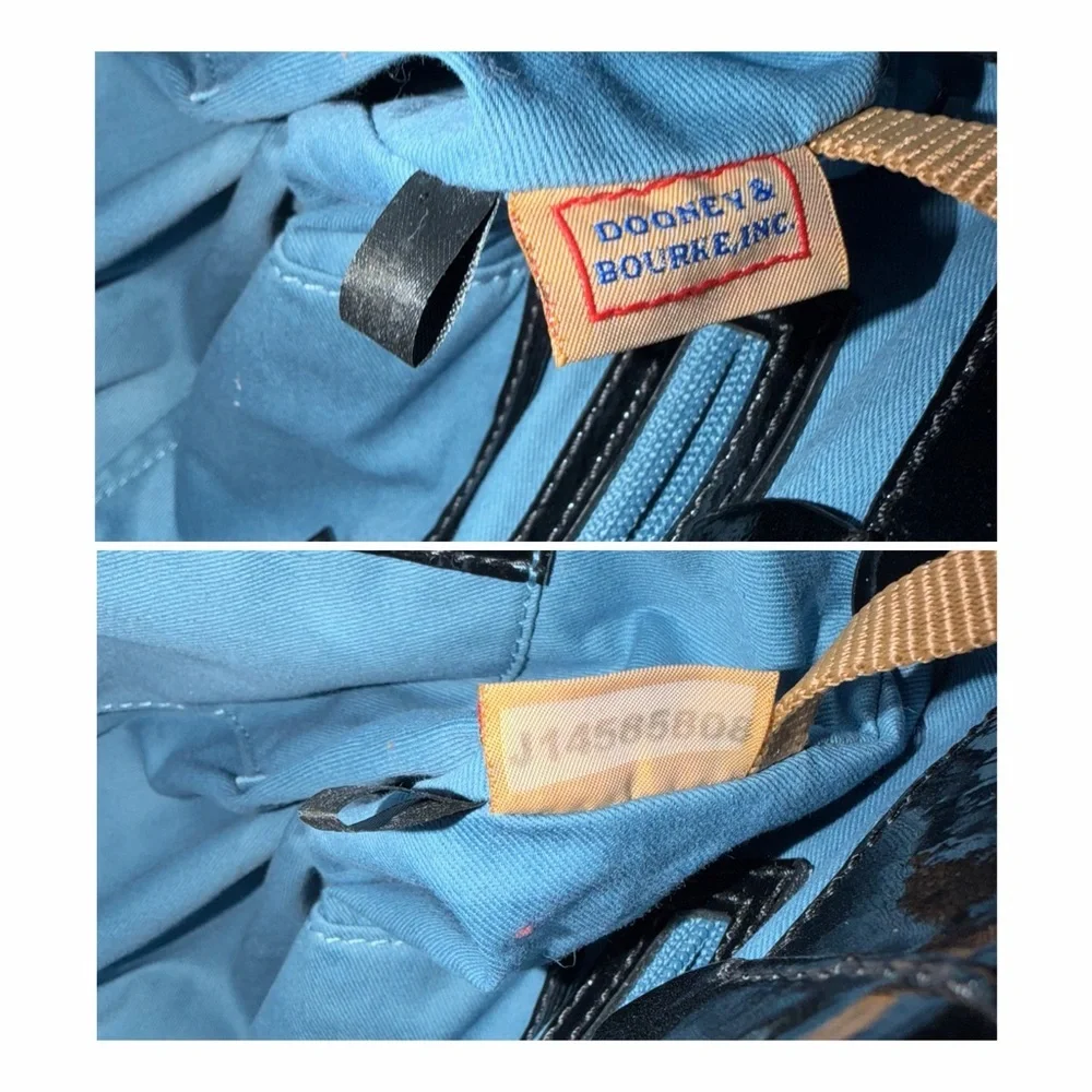 Dooney & Bourke Black Patent Leather Shoulder/Crossbody Satchel with Blue Lining - Picture 4 of 16